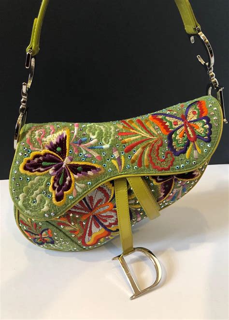 dior embroidered saddle bag